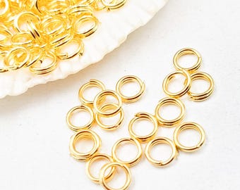 50 Gold Plated Split Jump Rings 5mm, Double Loop - 8-3-A