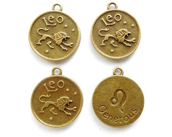 4 antike Bronze-Sternzeichen-Anhänger Löwe – 41-6-6