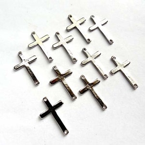6 Antique Silver Sideways Cross Connector Charms - 2-C-5B