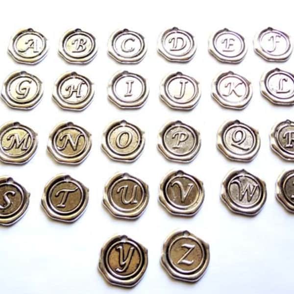 Antique Silver Individual Initial Alphabet Charms-You Pick- 27-11-2