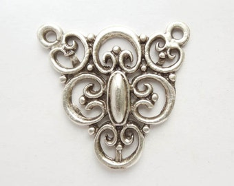 1 Oxidized Silver Ornate Connector - 1-11-A