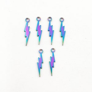 6 Electroplated Lightning Bolt Charms - 21-34-14