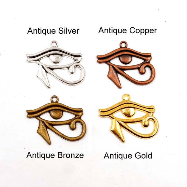 4 breloques oeil d'horus en argent antique, cuivre antique, bronze antique ou or antique -11-10