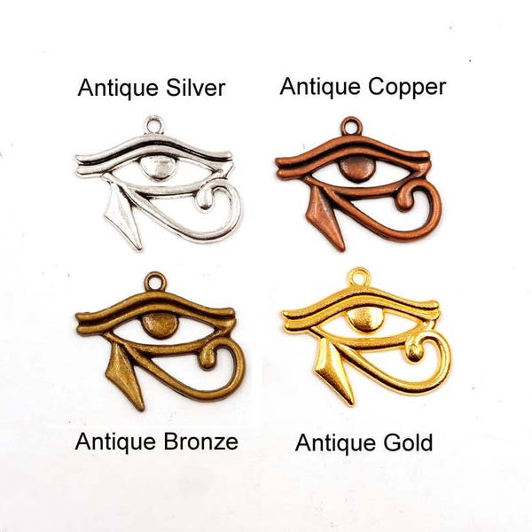 4 Antique Silver, Antique Copper, Antique Bronze Or Antique Gold Eye Of Horus Charms -11-10