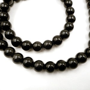 50 Black Glass Beads - 10mm - 29-60
