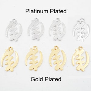 4 Platinum Plated Or Gold Plated Brass Gye Nyame Adinkra Symbol Charms. - 22-37-B