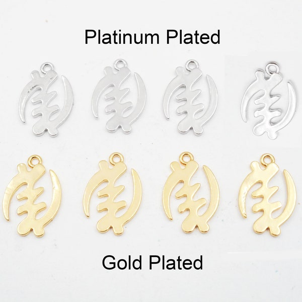 4 Platinum Plated Or Gold Plated Brass Gye Nyame Adinkra Symbol Charms. - 22-37-B