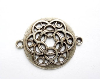 1 Oxidized Silver Ornate Celtic Connector - 1-9