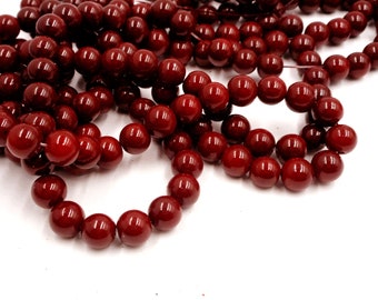 50 Dark Red Glass Beads - 26-40