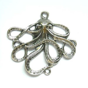 1 polpo di argento antico fascino connettore - 3-24