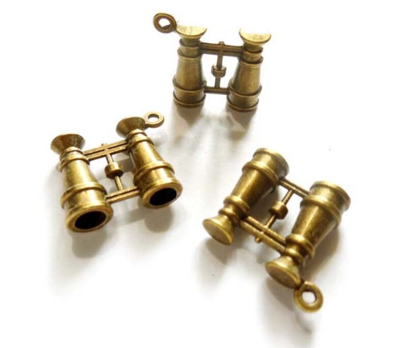 3 Antique Bronze Binocular Pendant/Charms 304 Etsy
