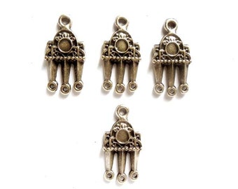 4 Antique Silver Moroccan Style Connector/Charms - 1-20