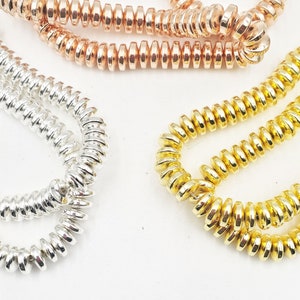 1 Rose Gold Plated, Silver Plated or Gold Plated Electroplated Non-Magnetic Hematite Rondelle Bead Strand, 86 Beads - 41-4-1