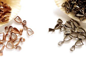 10 Antique Copper Or Gunmetal Pinch Bails - 16-AC-1