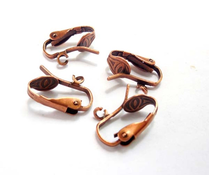 Antique Copper Earring Clips 2 Pairs 13-6 image 1