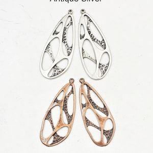 2 Antique Silver Or Antique Copper Textured Organic Shaped Charms - 22-23-4