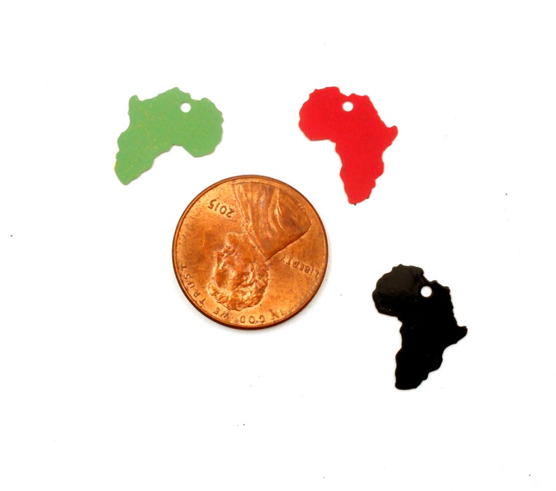 4 Red, Black Or Green Brass Africa Charms 22-12-5 image 3