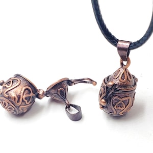 1 Antique Copper Prayer Box Locket With Hinged Lid - 20-S-16