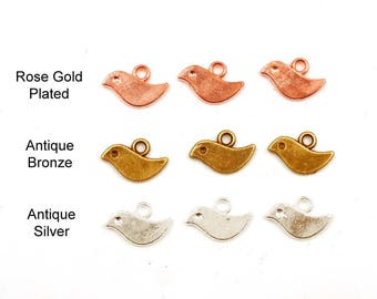 10 oro rosa plateado, bronce antiguo o plata antigua encantos de pájaro - 22-4-1