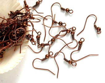 100 Antique Copper French Hook Ear Wires - 13-6-A