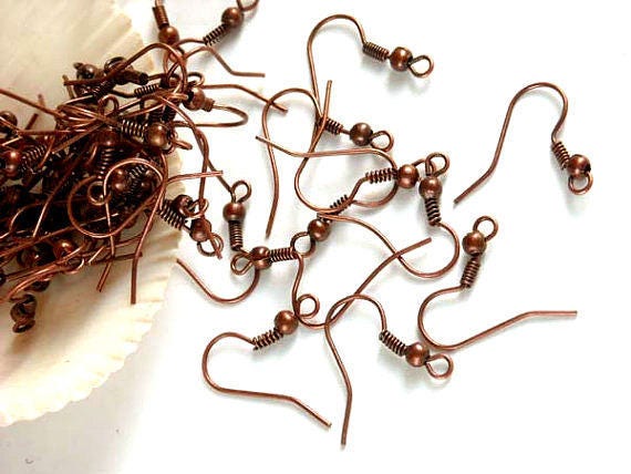 100 Antique Copper French Hook Ear Wires 13-6-A
