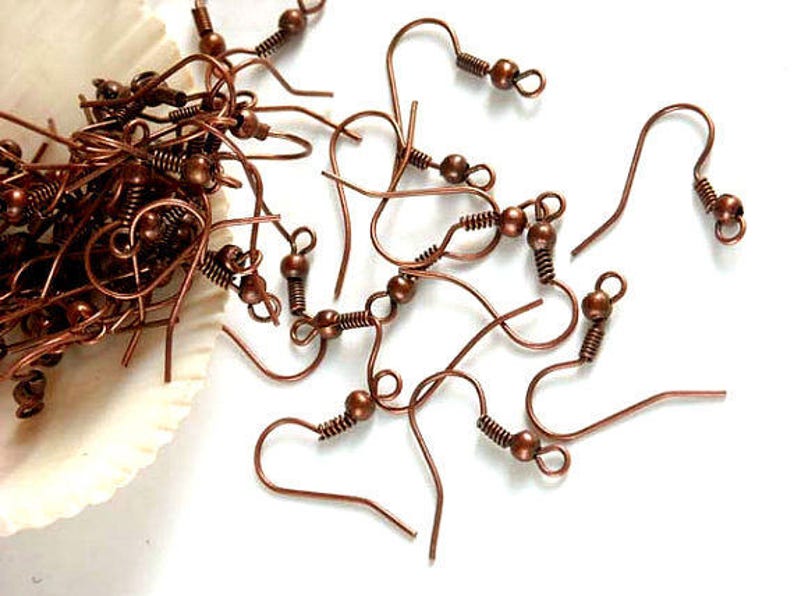 100 Antique Copper French Hook Ear Wires 13-6-A image 1