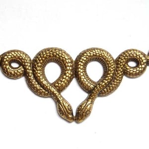 1 Antique Brass Double Snake Motif Stamping - 22-20-1
