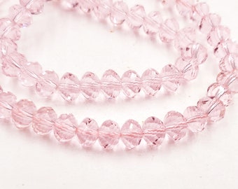 30 perline di cristallo rosa sfaccettate, 24-44