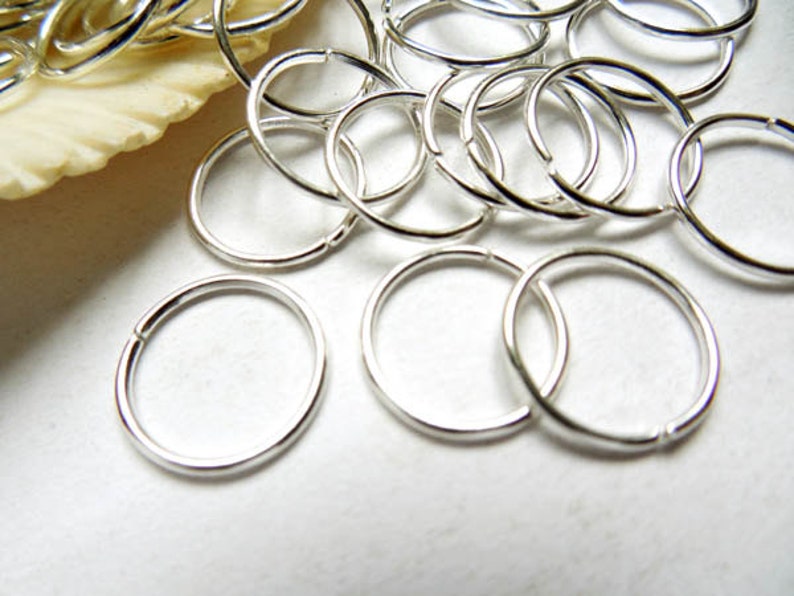 50 Silver Plated Open Jump Rings 12mm 7-7 image 2
