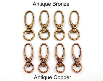 4 Antique Bronze Or Antique Copper Trigger Snap Hook Lobster Swivel Clasps - 40-5