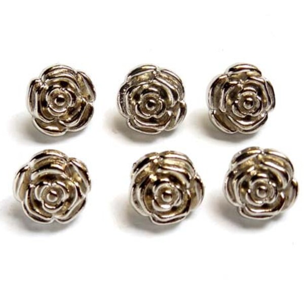 10 Sets Silver Rose Rivet Studs - 23-15