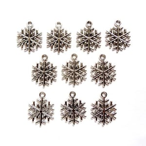 10 Antique Silver Snowflake Charms - 30-12-1