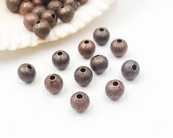 20 Antique Copper Textured Spacer Beads, 6mm - 24-28C
