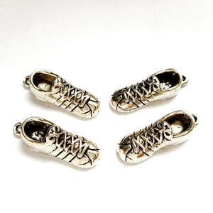 4 Antique Silver Athletic Tennis Shoe Charms - 27-17-3
