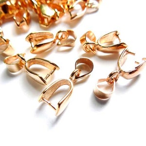 10 Rose Gold Plated Pinch Bails - 16-22