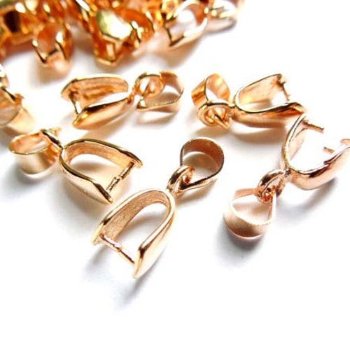 6 Rose Gold Plated Leaf Pinch Bails 16RG5 Etsy