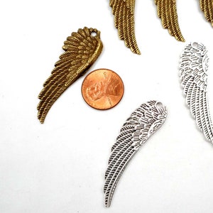 Moments Of Beauty 14pc Angel Wing Charm Pendants Assortment - Antiqued Silver, Bronze, Gold - 50mm & 40mm
