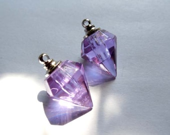 2 Purple Glass Perfume Vial Pendant/Charms - 30-33-16