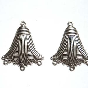 2 Antique Silver Lotus Flower Connectors - 4-FL-9