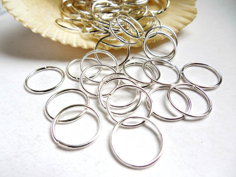50 Silver Plated Open Jump Rings 12mm 7-7 image 3