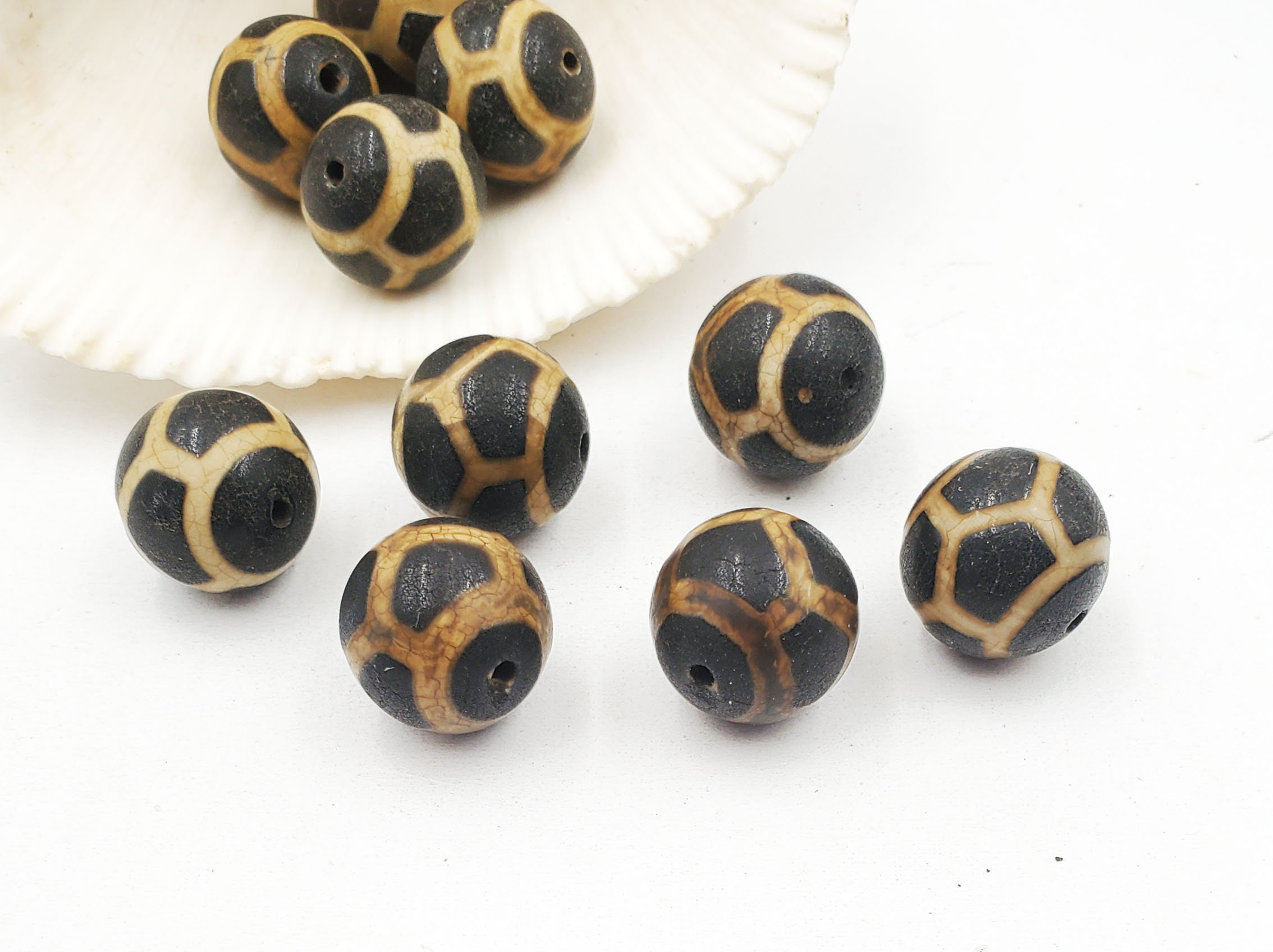 5 Tortoise Shell Agate DZI Beads - 41-5-9 - Etsy