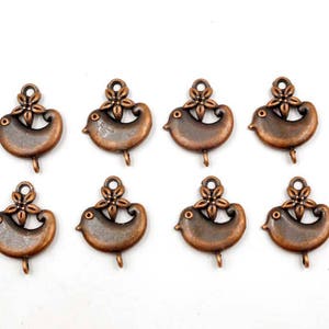 8 Antique Copper Bird Connectors - 3-50