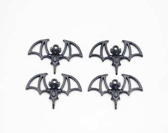 4 Black Bat Charms - 21-37-5