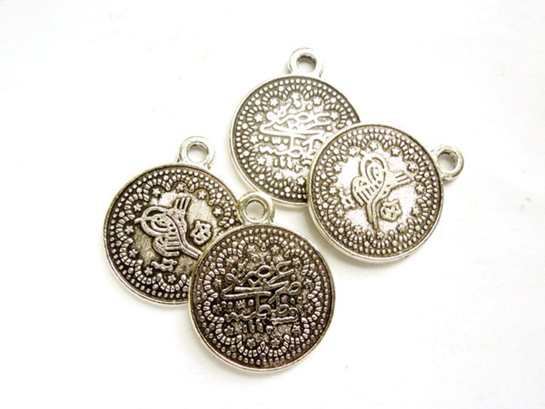 4 Silver Tughra Coin Charms 27-2 - Etsy