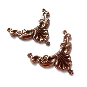 2 Oxidized Copper Ornate 3 Loop Connectors - 1-63 image 4