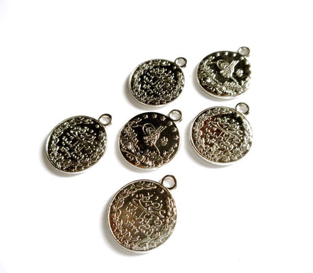 6 Silver Tughra Coin Charms 21-27-6 - Etsy