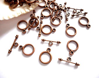 12sets Fine Fancy Antique Copper leaf Toggle clasps-Jewelry Supplies 