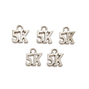 5 Antique Silver 5K Charms - 30-23-3