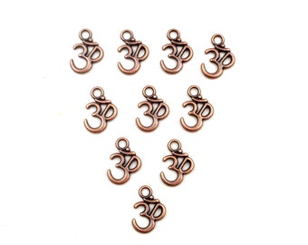 10 Antique Copper Om Symbol Charms - 30-6-2