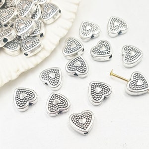 10 Antique Silver Heart Bead/Charms 21-37-7 image 5